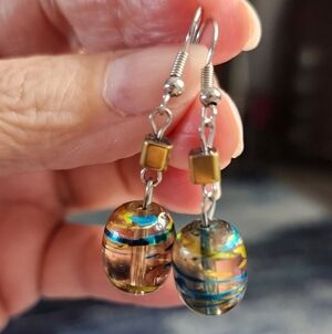 Multicolor Glass Bead Dangle Earrings
